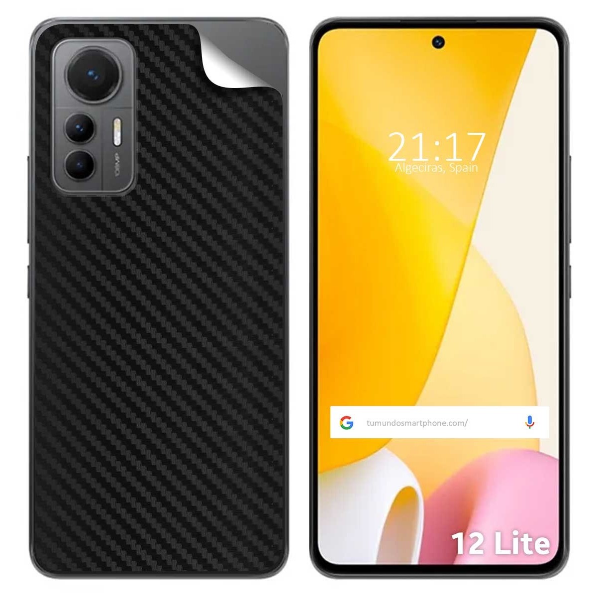 Pegatina Vinilo Autoadhesiva Textura Carbono para Xiaomi 12 Lite 5G
