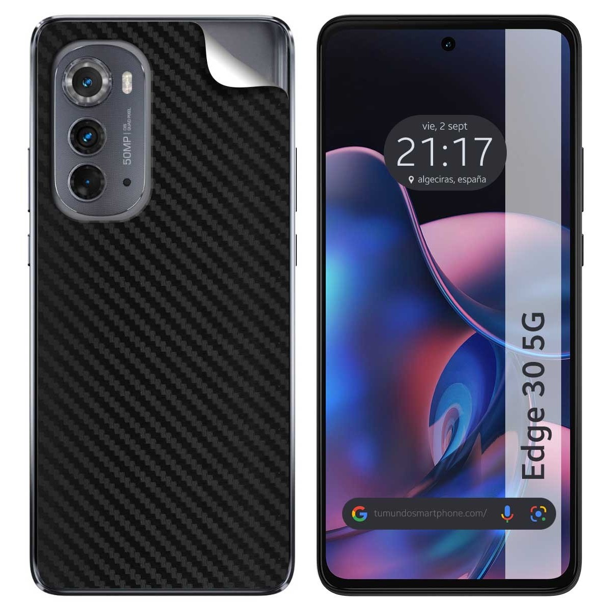 Pegatina Vinilo Autoadhesiva Textura Carbono para Motorola Moto Edge 30 5G