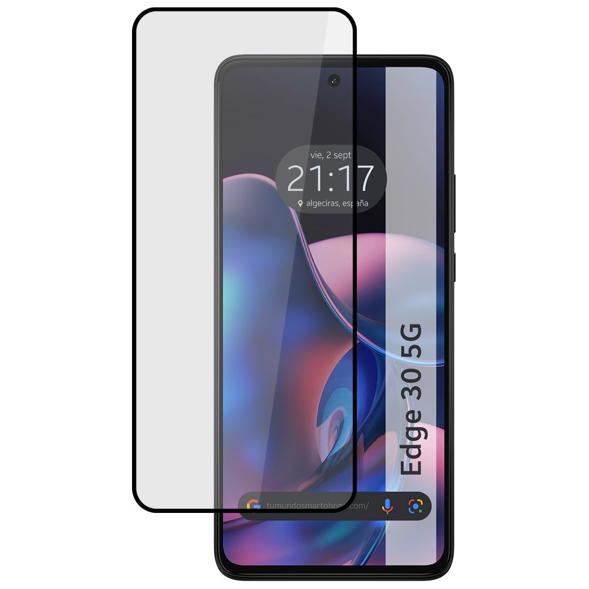 Protector Cristal Templado Completo 5D Full Glue Negro para Motorola Moto Edge 30 5G Vidrio