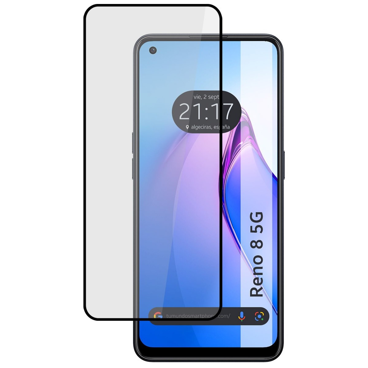 Protector Cristal Templado Completo 5D Full Glue Negro para Oppo Reno 8 5G Vidrio