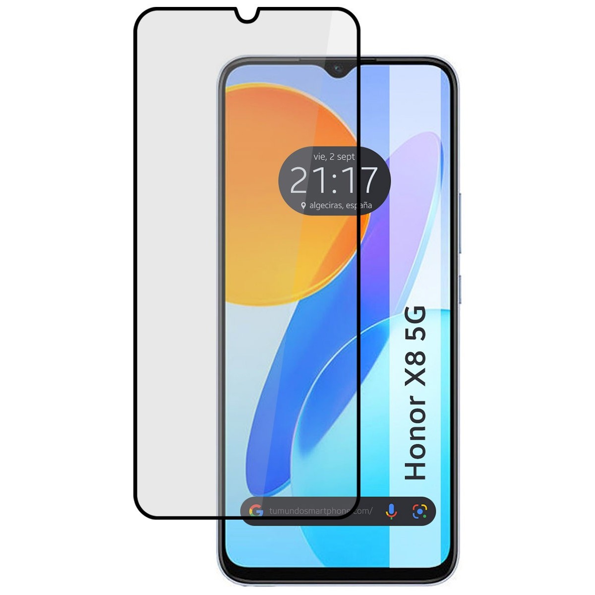 Protector Cristal Templado Completo 5D Full Glue Negro para Huawei Honor X8 5G Vidrio