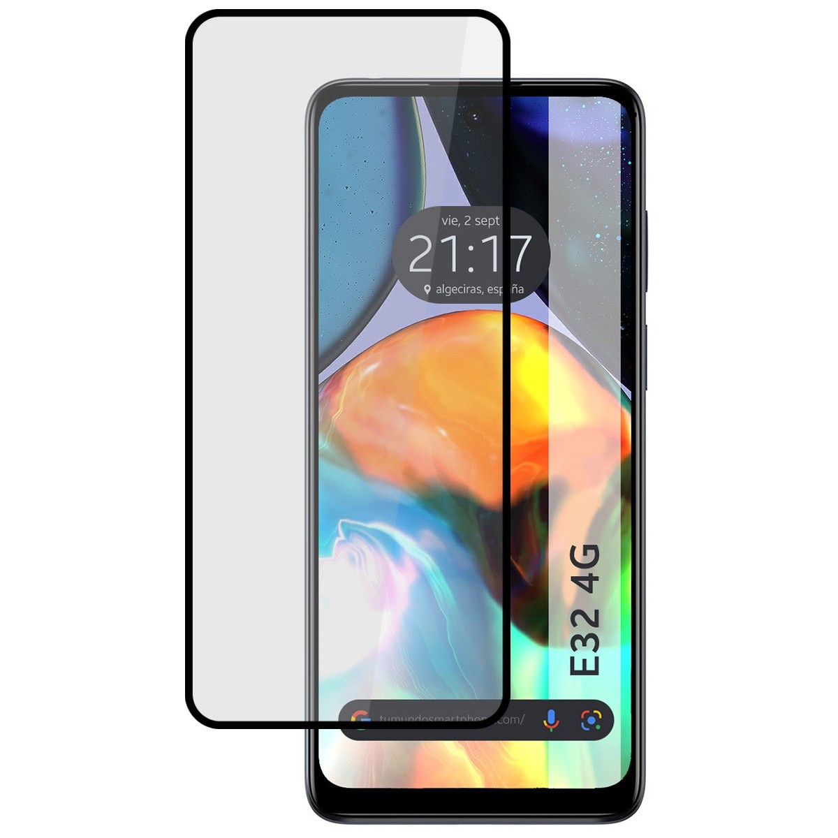 Protector Cristal Templado Completo 5D Full Glue Negro para Motorola Moto E32 4G Vidrio