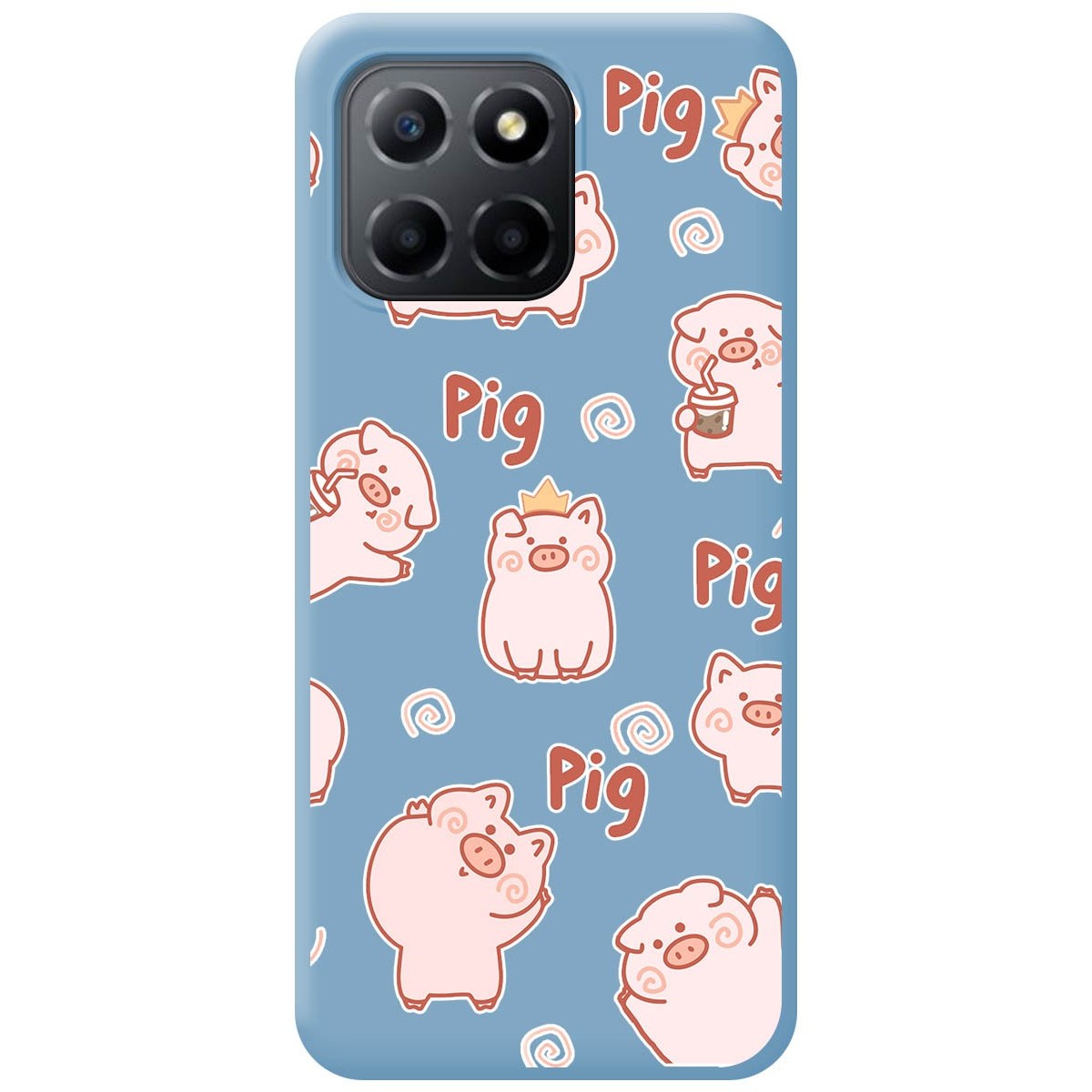 Funda Silicona Líquida Azul para Huawei Honor X8 5G diseño Cerdos Dibujos