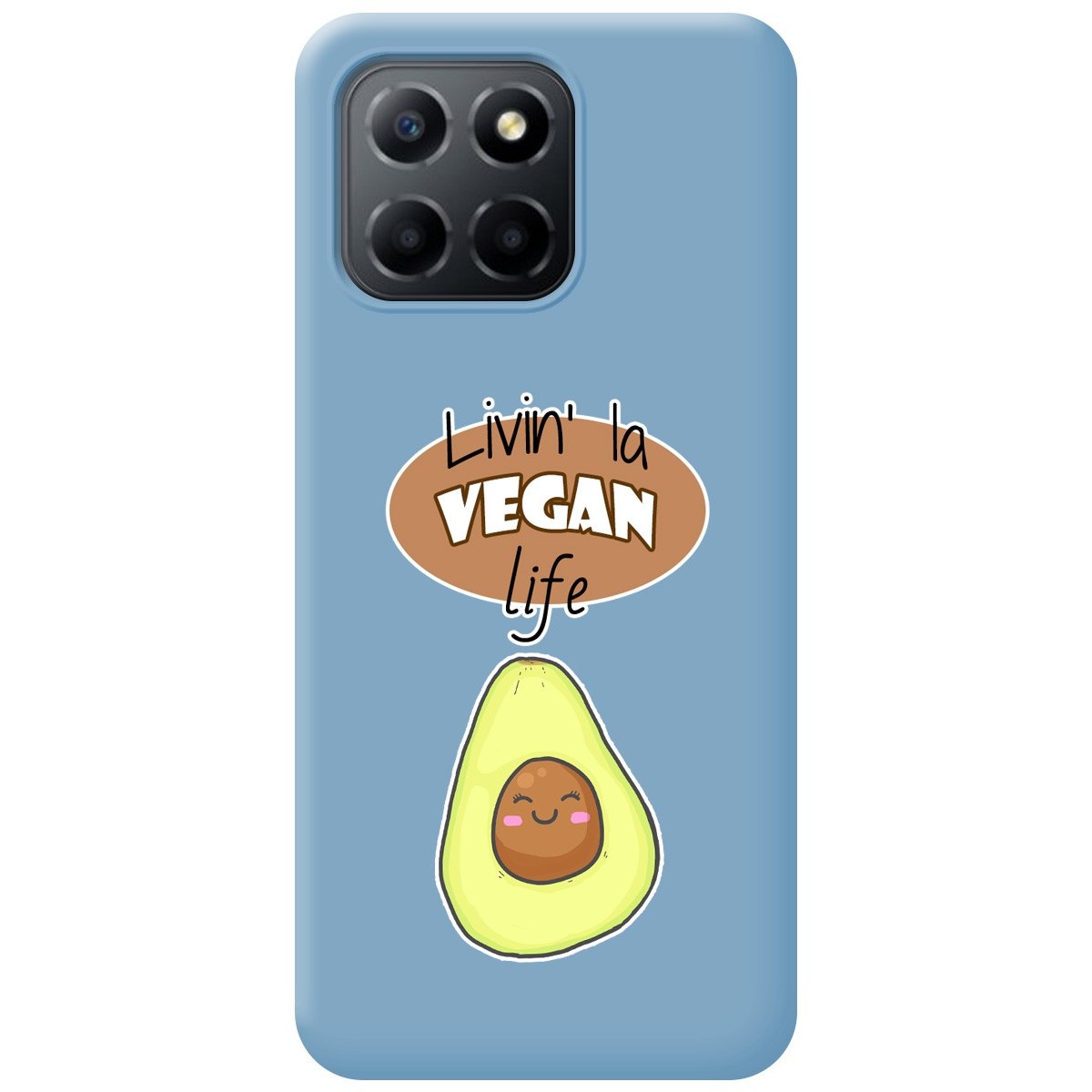 Funda Silicona Líquida Azul para Huawei Honor X8 5G diseño Vegan Life Dibujos