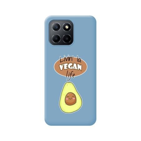 Funda Silicona Líquida Azul para Huawei Honor X8 5G diseño Vegan Life Dibujos