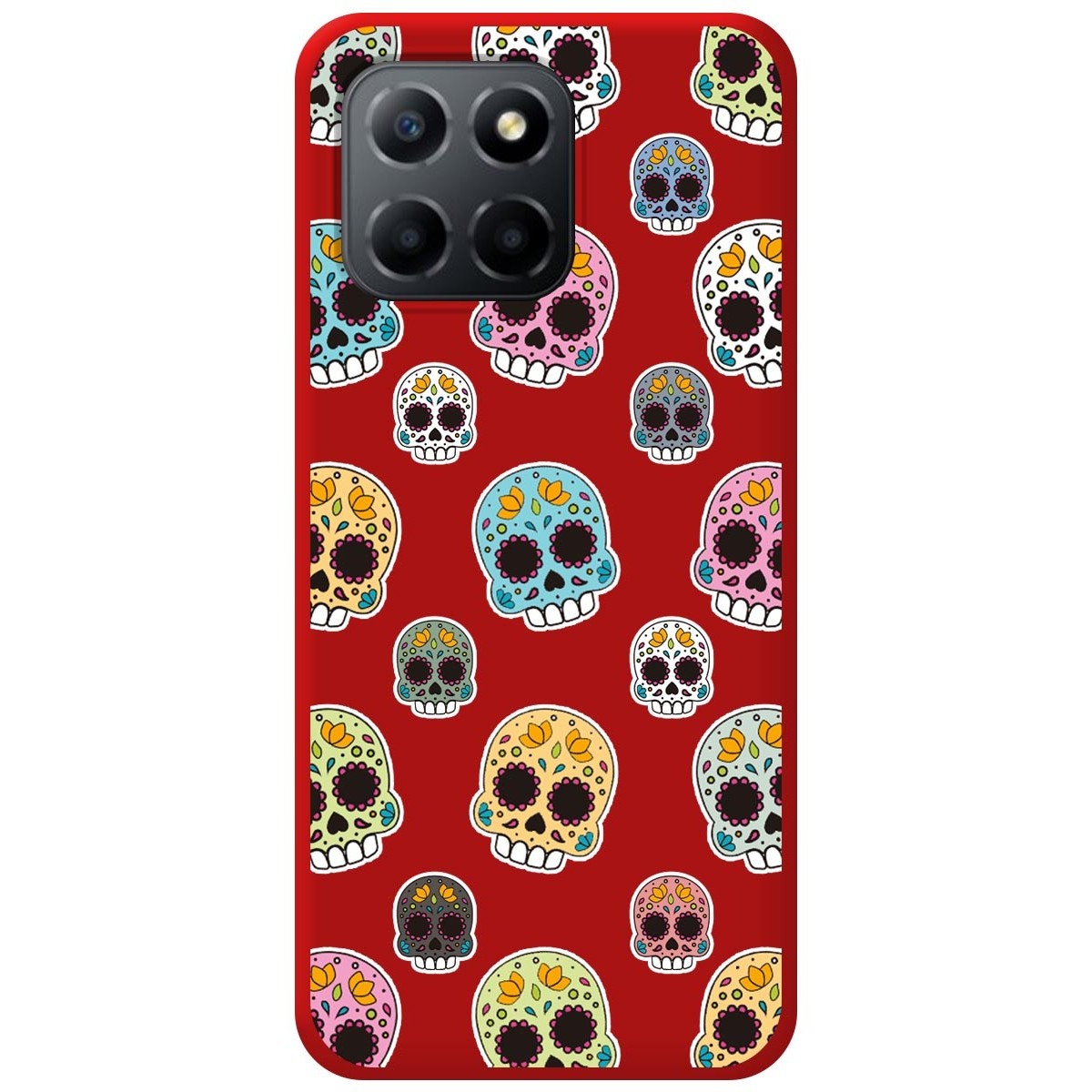 Funda Silicona Líquida Roja para Huawei Honor X8 5G diseño Catrina Dibujos