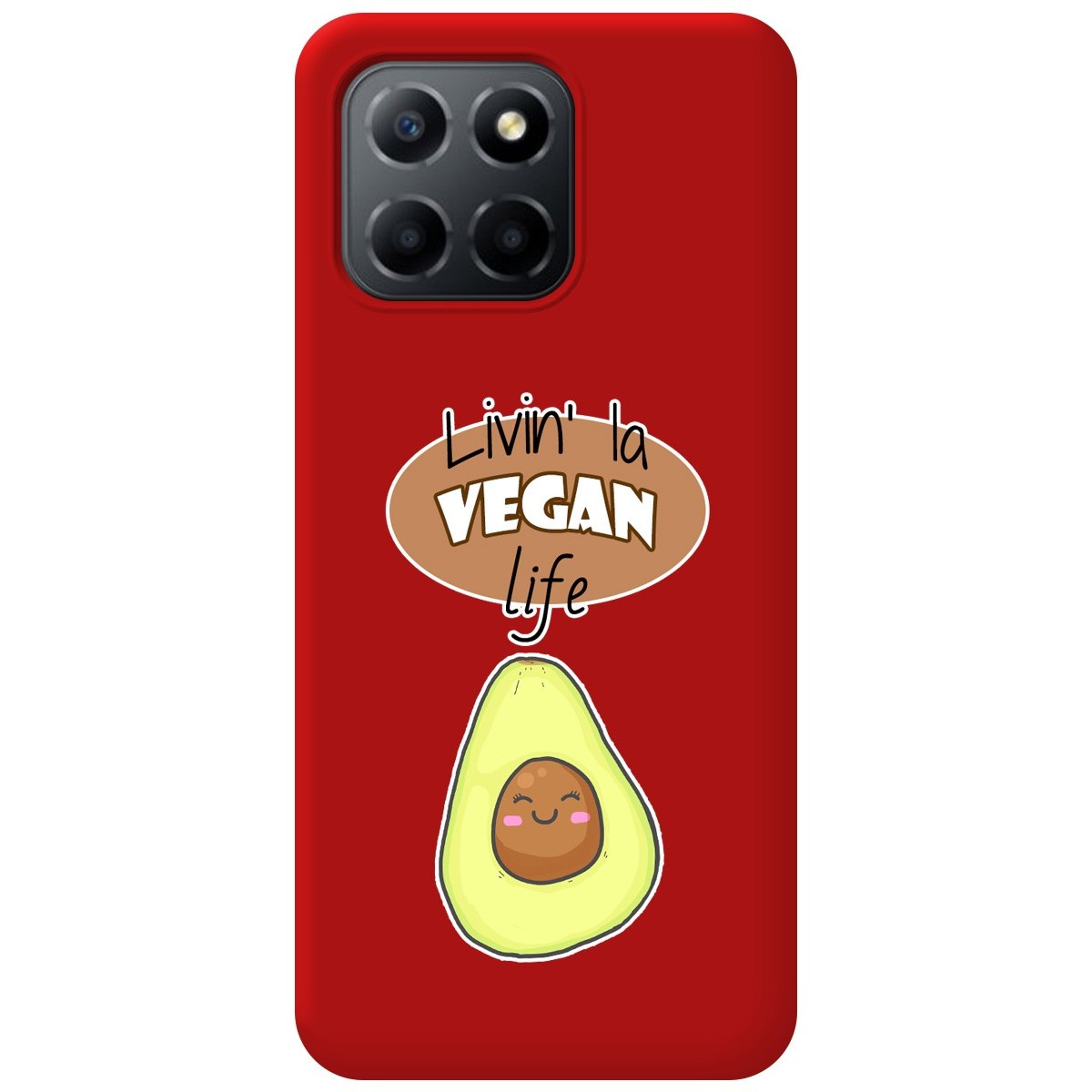 Funda Silicona Líquida Roja para Huawei Honor X8 5G diseño Vegan Life Dibujos