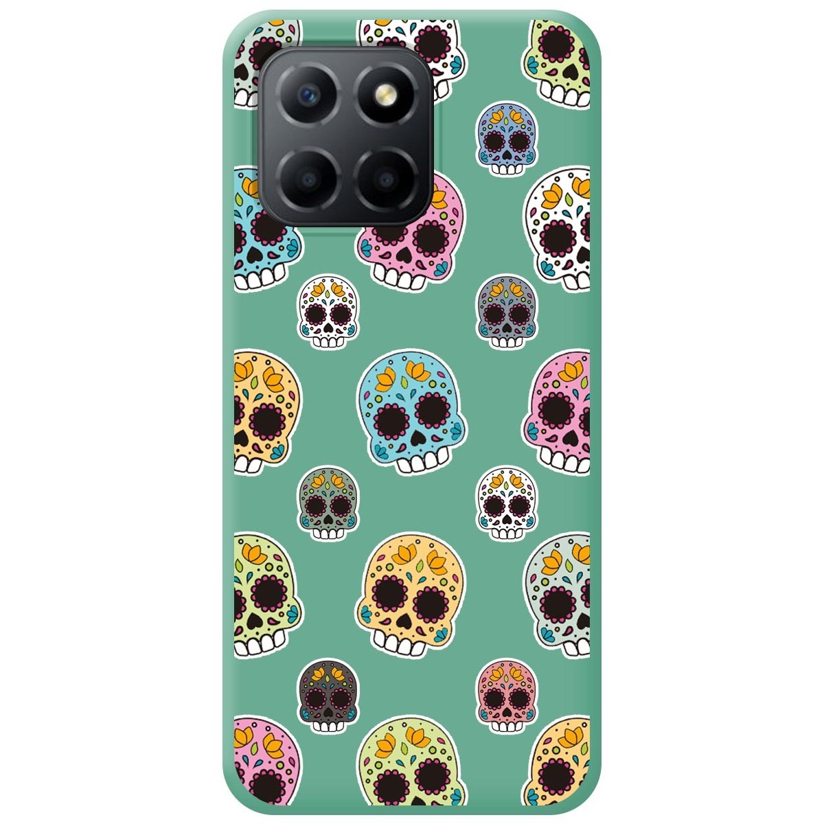 Funda Silicona Líquida Verde para Huawei Honor X8 5G diseño Catrina Dibujos