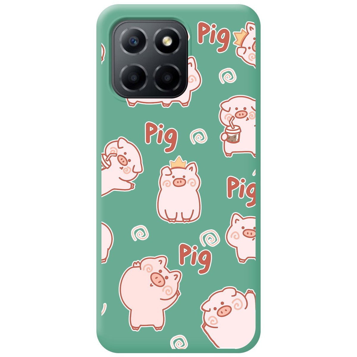 Funda Silicona Líquida Verde para Huawei Honor X8 5G diseño Cerdos Dibujos
