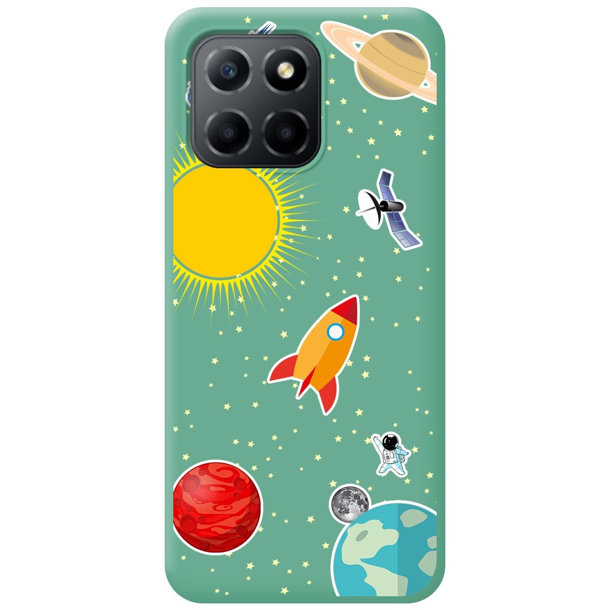 Funda Silicona Líquida Verde para Huawei Honor X8 5G diseño Espacio Dibujos