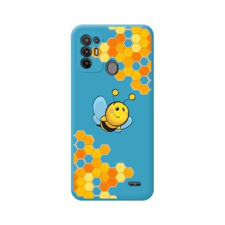 Funda Silicona Líquida Azul para ZTE Blade A52 diseño Abeja Dibujos