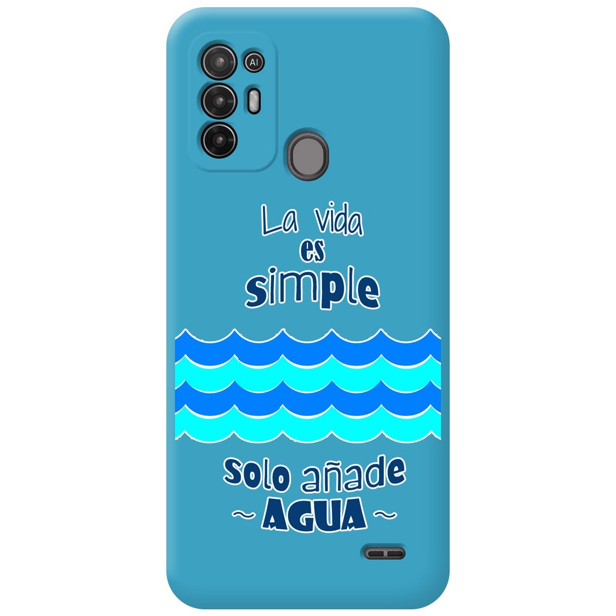 Funda Silicona Líquida Azul para ZTE Blade A52 diseño Agua Dibujos