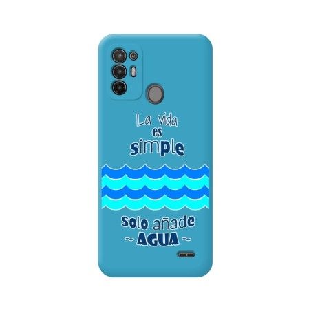 Funda Silicona Líquida Azul para ZTE Blade A52 diseño Agua Dibujos