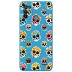 Funda Silicona Líquida Azul para ZTE Blade A52 diseño Catrina Dibujos