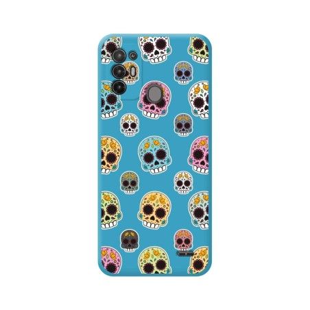 Funda Silicona Líquida Azul para ZTE Blade A52 diseño Catrina Dibujos