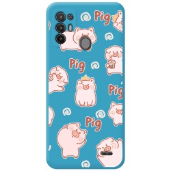 Funda Silicona Líquida Azul para ZTE Blade A52 diseño Cerdos Dibujos