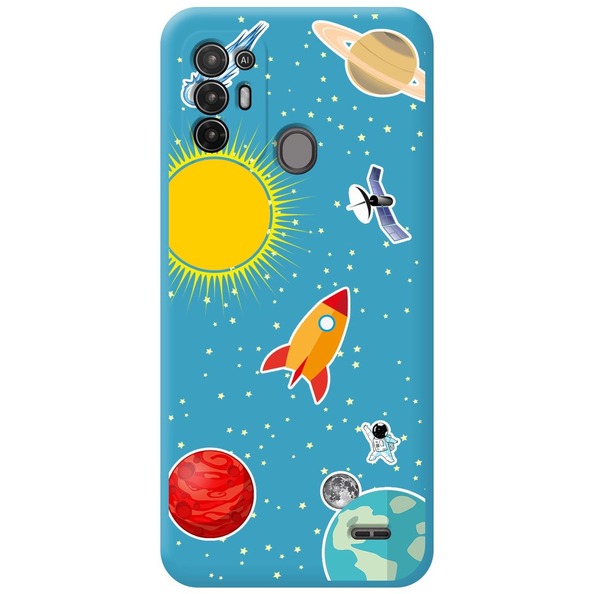 Funda Silicona Líquida Azul para ZTE Blade A52 diseño Espacio Dibujos