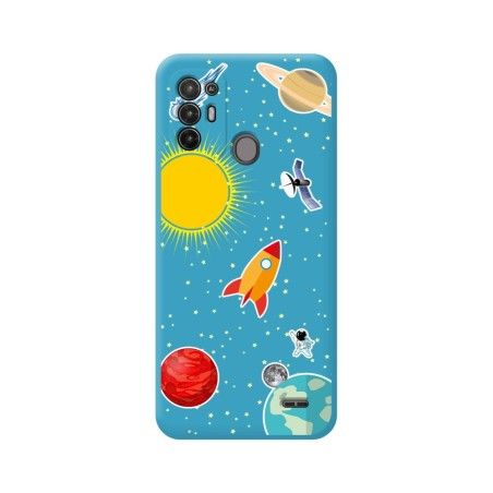 Funda Silicona Líquida Azul para ZTE Blade A52 diseño Espacio Dibujos