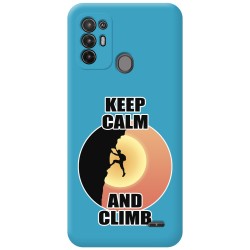 Funda Silicona Líquida Azul para ZTE Blade A52 diseño Hombre Escalada Dibujos