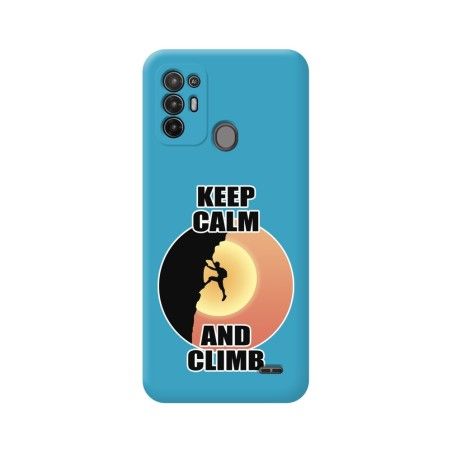 Funda Silicona Líquida Azul para ZTE Blade A52 diseño Hombre Escalada Dibujos