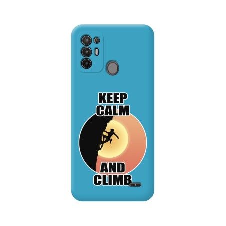 Funda Silicona Líquida Azul para ZTE Blade A52 diseño Mujer Escalada Dibujos