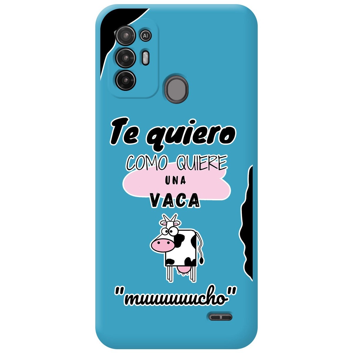 Funda Silicona Líquida Azul para ZTE Blade A52 diseño Vaca Dibujos