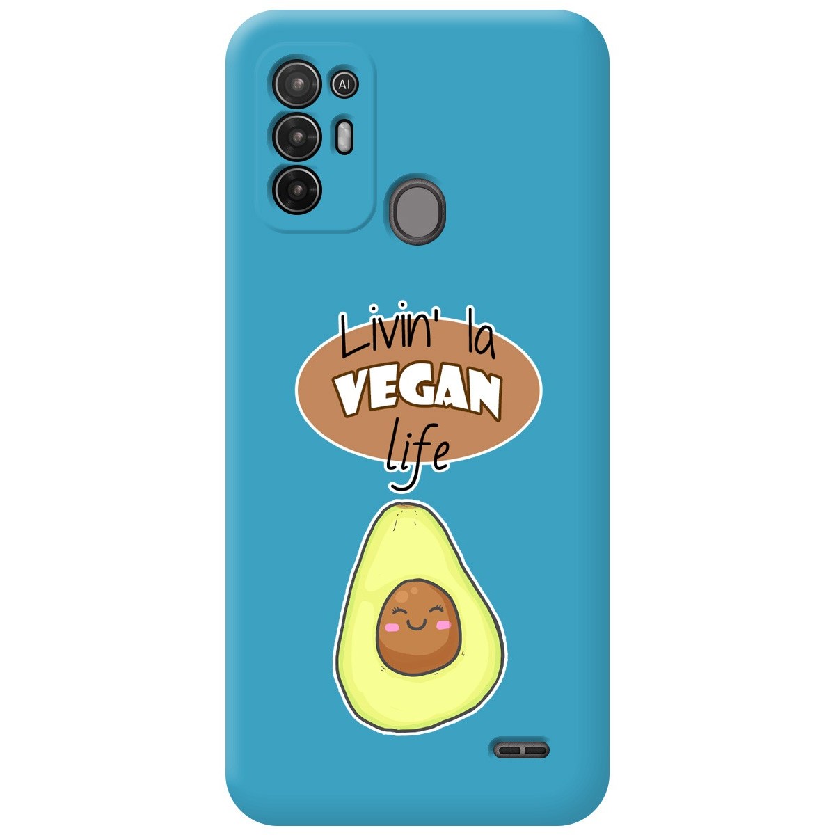 Funda Silicona Líquida Azul para ZTE Blade A52 diseño Vegan Life Dibujos