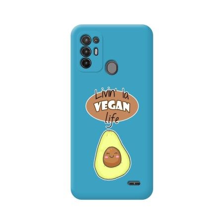 Funda Silicona Líquida Azul para ZTE Blade A52 diseño Vegan Life Dibujos