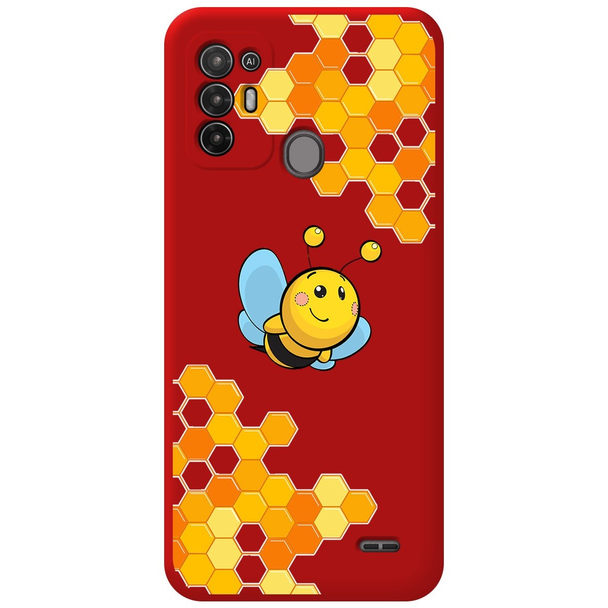 Funda Silicona Líquida Roja para ZTE Blade A52 diseño Abeja Dibujos
