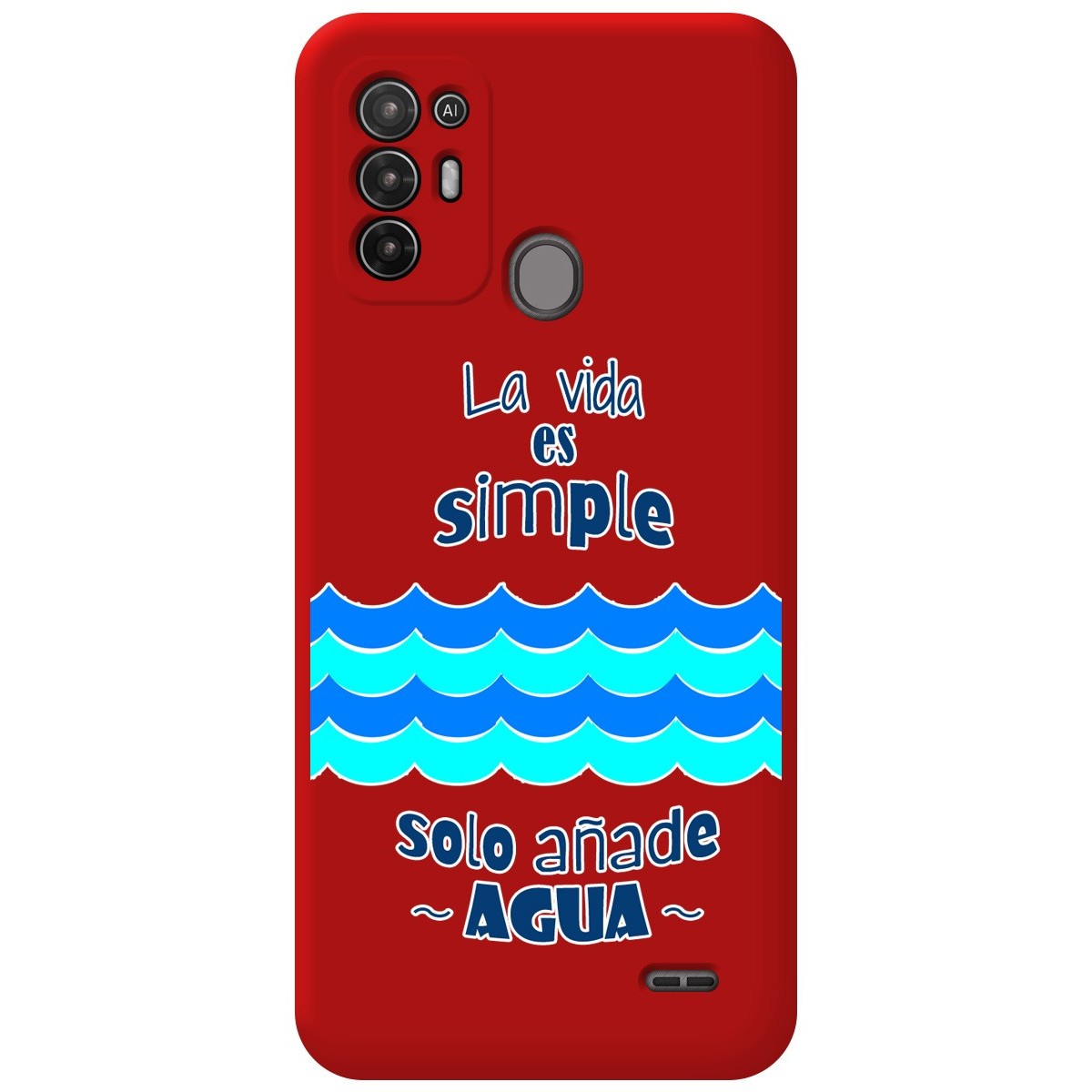 Funda Silicona Líquida Roja para ZTE Blade A52 diseño Agua Dibujos