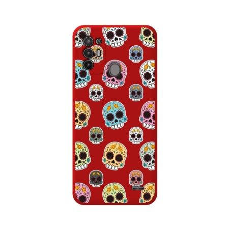 Funda Silicona Líquida Roja para ZTE Blade A52 diseño Catrina Dibujos