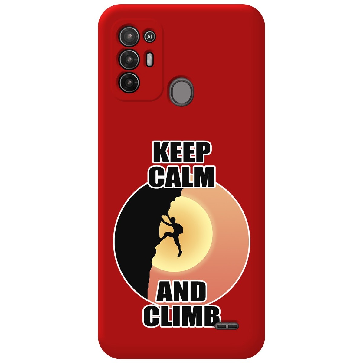 Funda Silicona Líquida Roja para ZTE Blade A52 diseño Hombre Escalada Dibujos