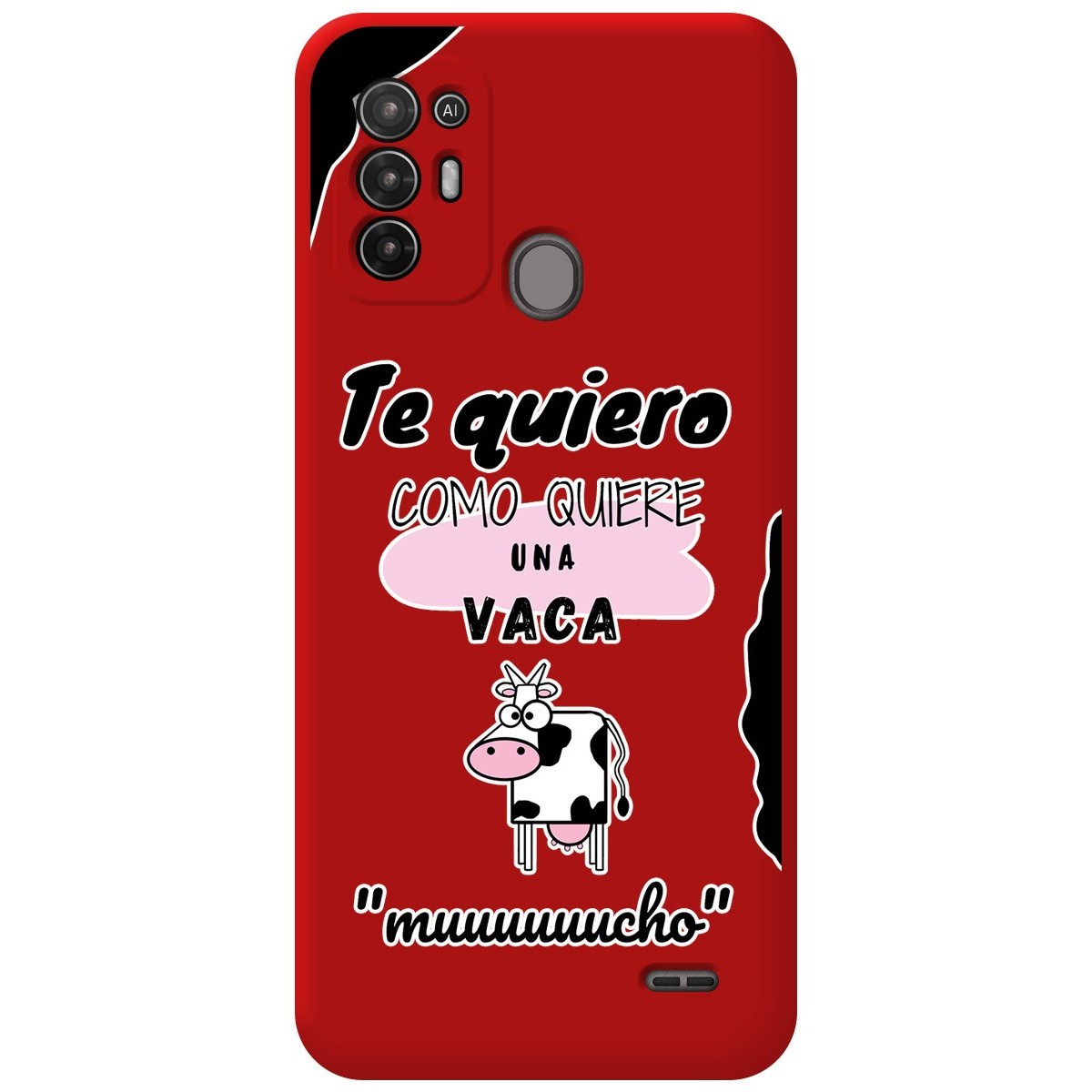Funda Silicona Líquida Roja para ZTE Blade A52 diseño Vaca Dibujos
