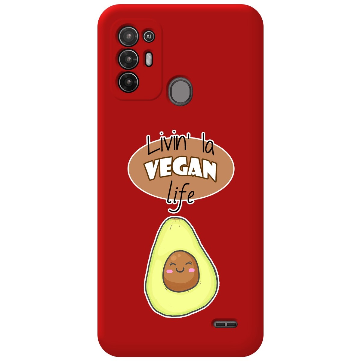 Funda Silicona Líquida Roja para ZTE Blade A52 diseño Vegan Life Dibujos