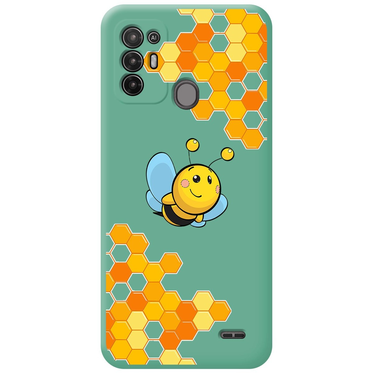 Funda Silicona Líquida Verde para ZTE Blade A52 diseño Abeja Dibujos
