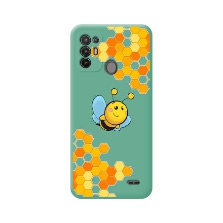 Funda Silicona Líquida Verde para ZTE Blade A52 diseño Abeja Dibujos