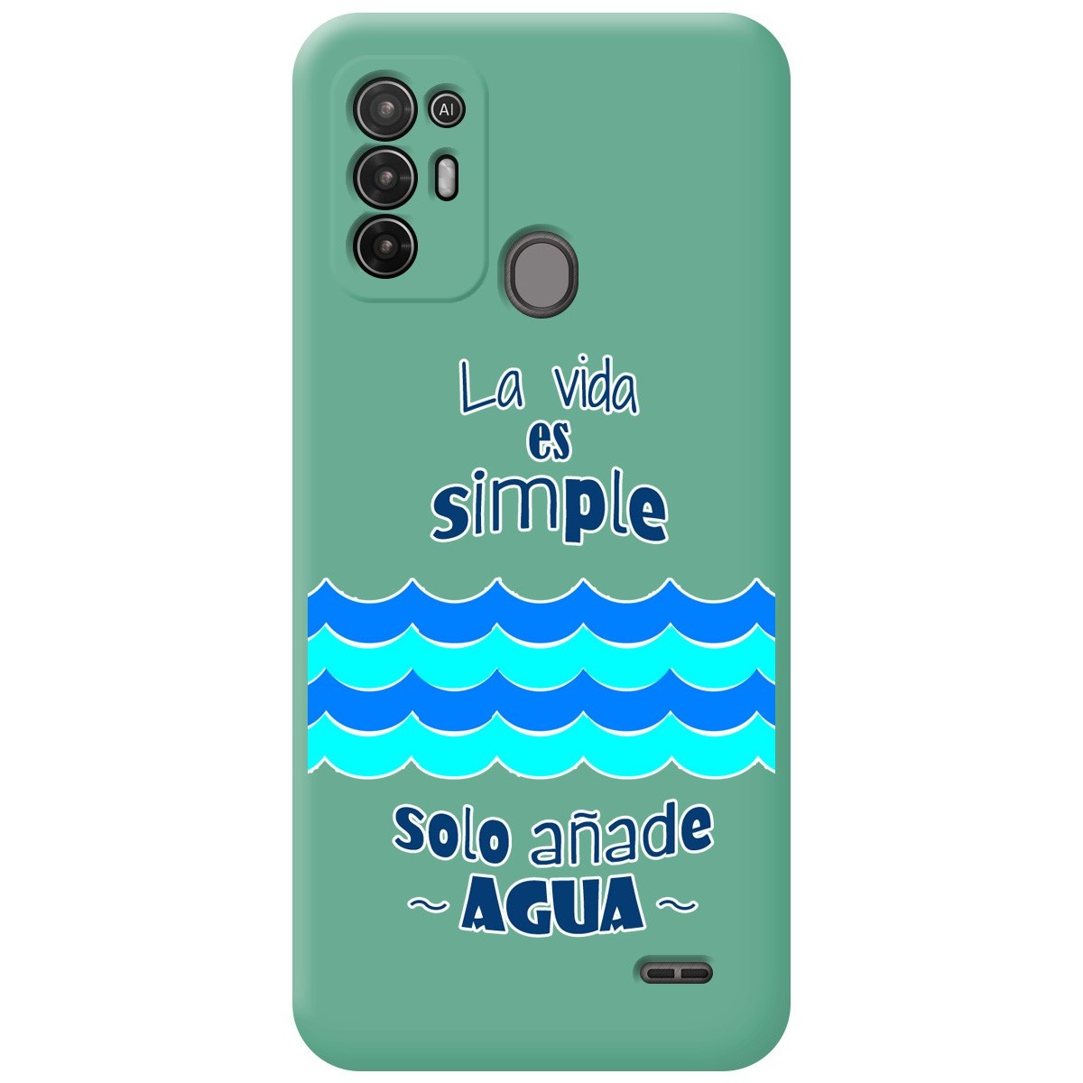Funda Silicona Líquida Verde para ZTE Blade A52 diseño Agua Dibujos