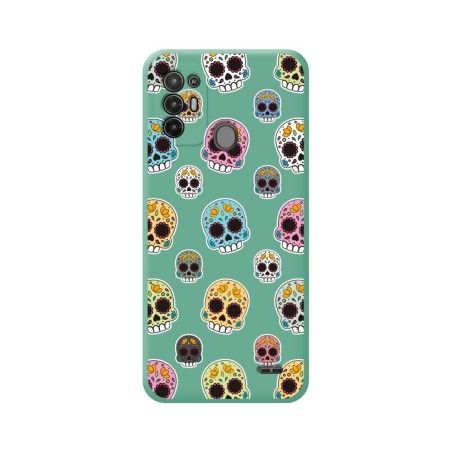 Funda Silicona Líquida Verde para ZTE Blade A52 diseño Catrina Dibujos