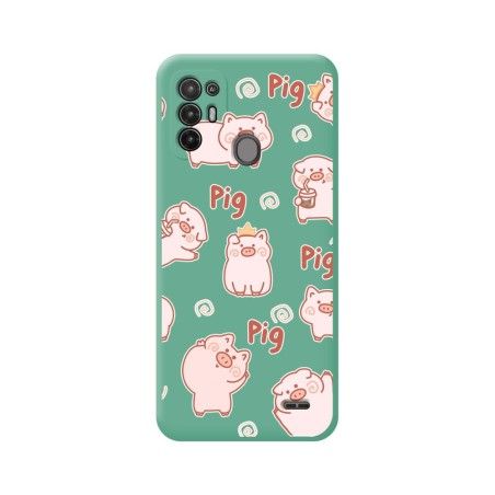 Funda Silicona Líquida Verde para ZTE Blade A52 diseño Cerdos Dibujos