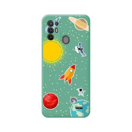 Funda Silicona Líquida Verde para ZTE Blade A52 diseño Espacio Dibujos