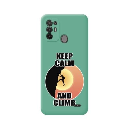 Funda Silicona Líquida Verde para ZTE Blade A52 diseño Hombre Escalada Dibujos