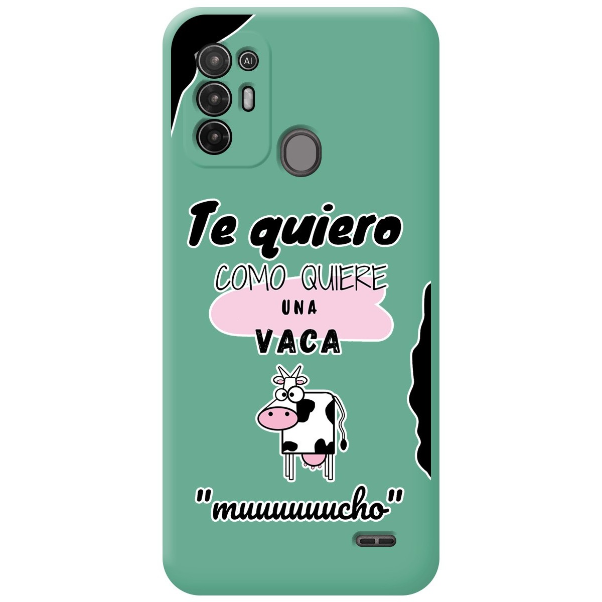 Funda Silicona Líquida Verde para ZTE Blade A52 diseño Vaca Dibujos