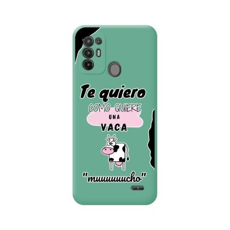 Funda Silicona Líquida Verde para ZTE Blade A52 diseño Vaca Dibujos