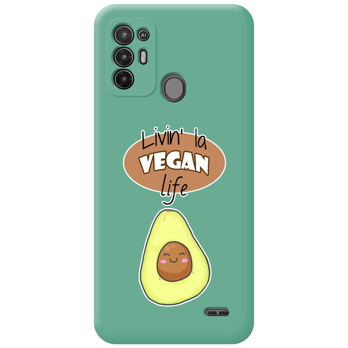 Funda Silicona Líquida Verde para ZTE Blade A52 diseño Vegan Life Dibujos