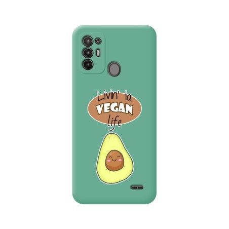 Funda Silicona Líquida Verde para ZTE Blade A52 diseño Vegan Life Dibujos