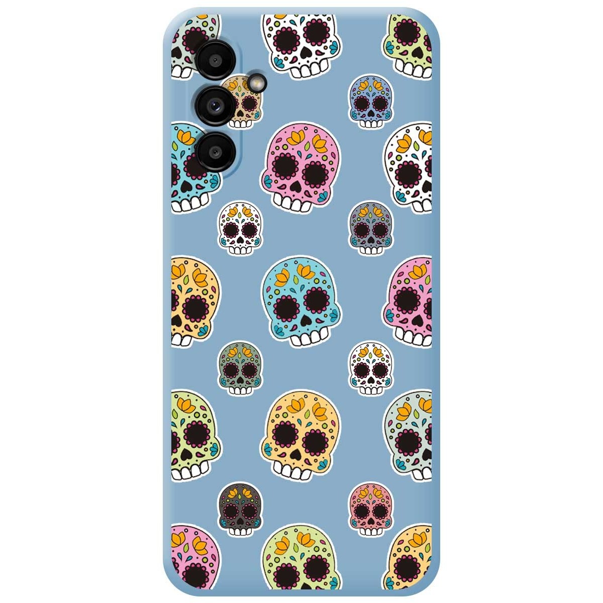 Funda Silicona Líquida Azul para Samsung Galaxy A13 5G diseño Catrina Dibujos