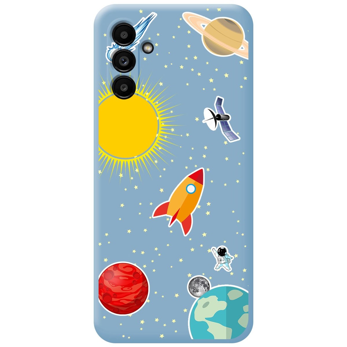 Funda Silicona Líquida Azul para Samsung Galaxy A13 5G diseño Espacio Dibujos