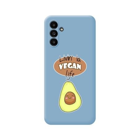 Funda Silicona Líquida Azul para Samsung Galaxy A13 5G diseño Vegan Life Dibujos