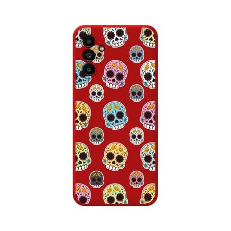 Funda Silicona Líquida Roja para Samsung Galaxy A13 5G diseño Catrina Dibujos