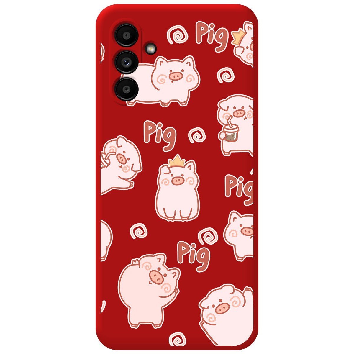 Funda Silicona Líquida Roja para Samsung Galaxy A13 5G diseño Cerdos Dibujos